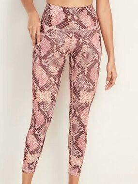 Old Navy Active Pink and Brown Snake-Print Leggings